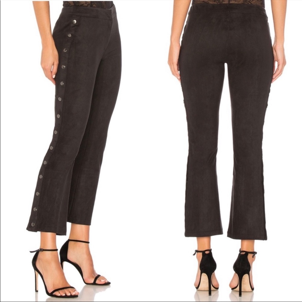 David Lerner Micro Suede High Rise Crop Flare Button Breakaway Pants - Picture 2 of 9